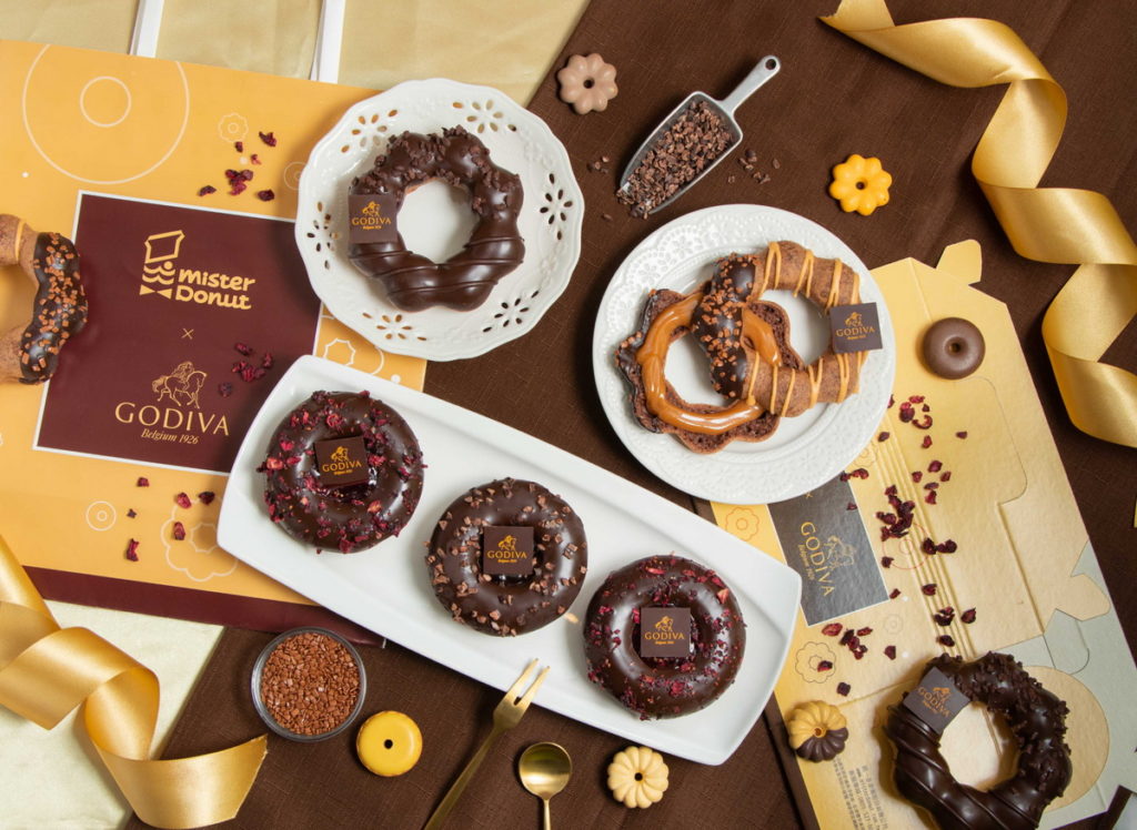 Mister Donut 攜手比利時皇室御用巧克力品牌 GODIVA，打造巧克力甜甜圈界的精品。